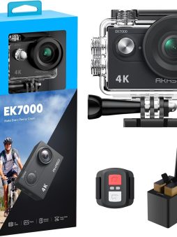 AKASO EK7000 4K30FPS 20MP WiFi Action Camera with EIS Ultra HD 131FT Waterproof Underwater Camera Remote Control 4X Zoom Support External Microphone Black
